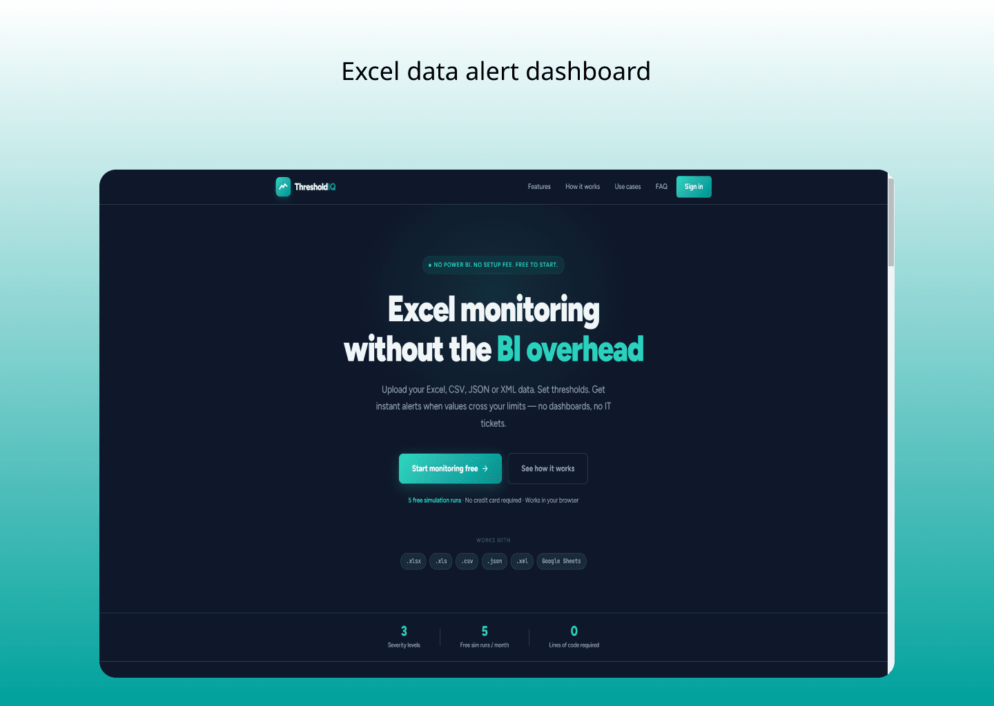 ThresholdIQ Excel KPI's Alert Simulator screenshot 1