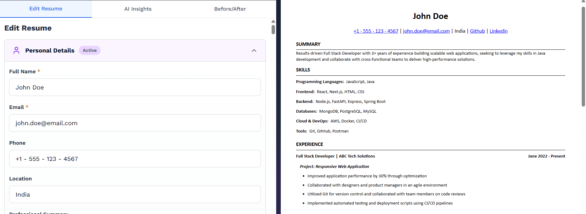 Tailer Resume screenshot 3