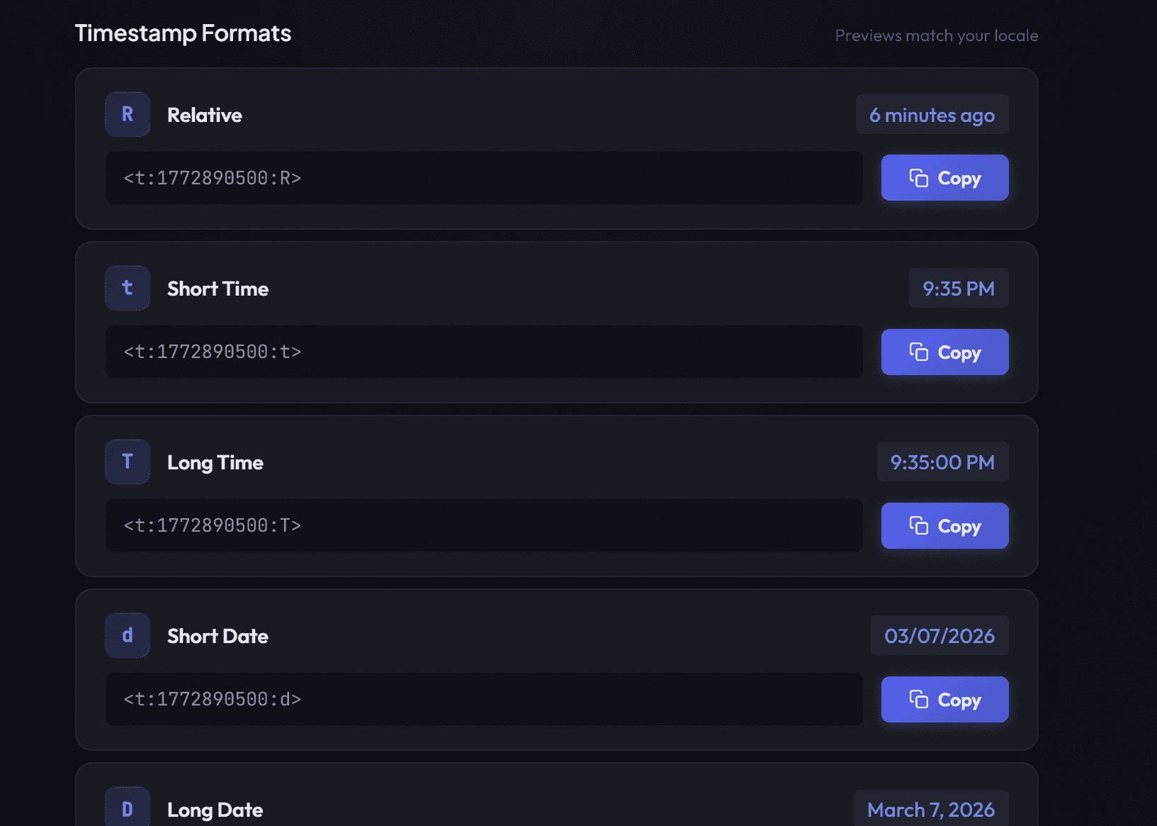 Discord Timestamp Generator screenshot 2