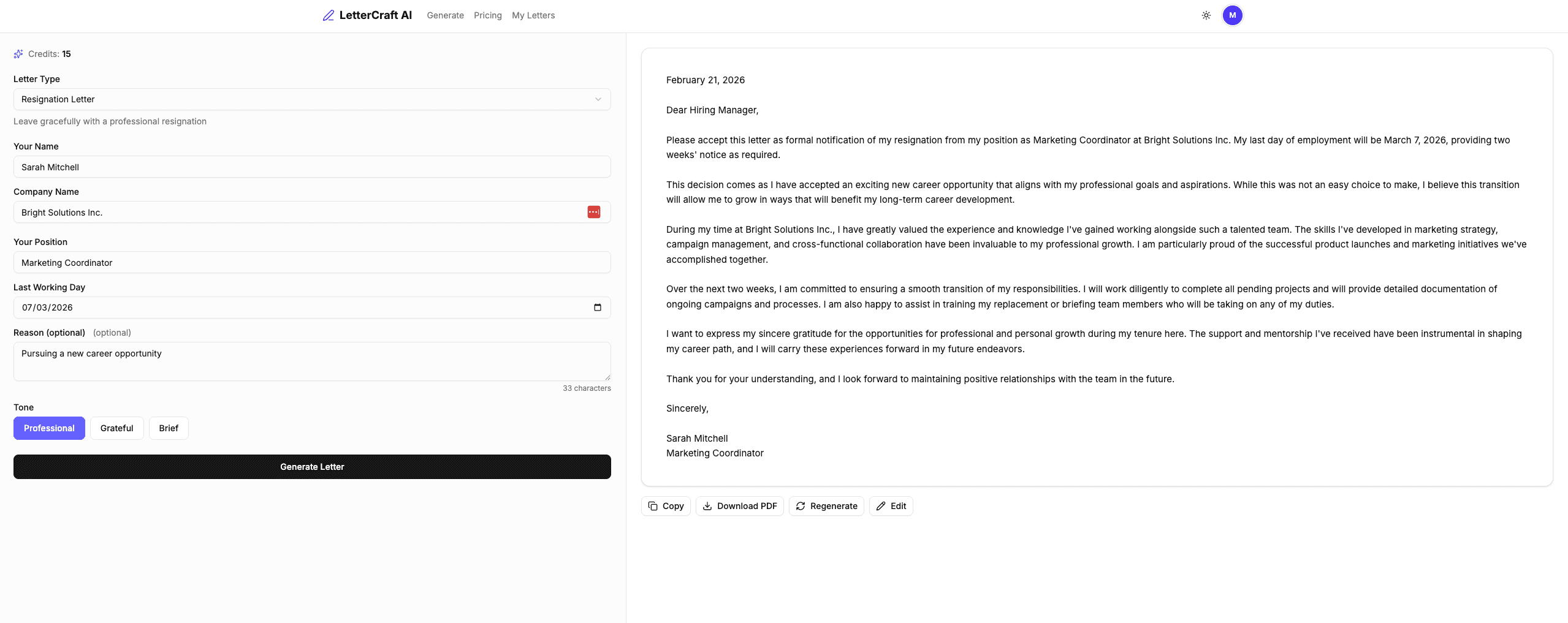 LetterCraft AI screenshot 2