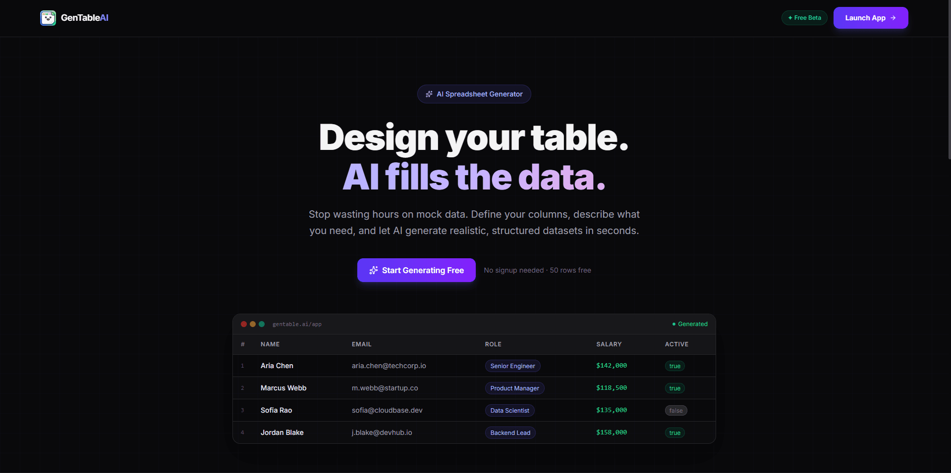 GenTable AI screenshot 2