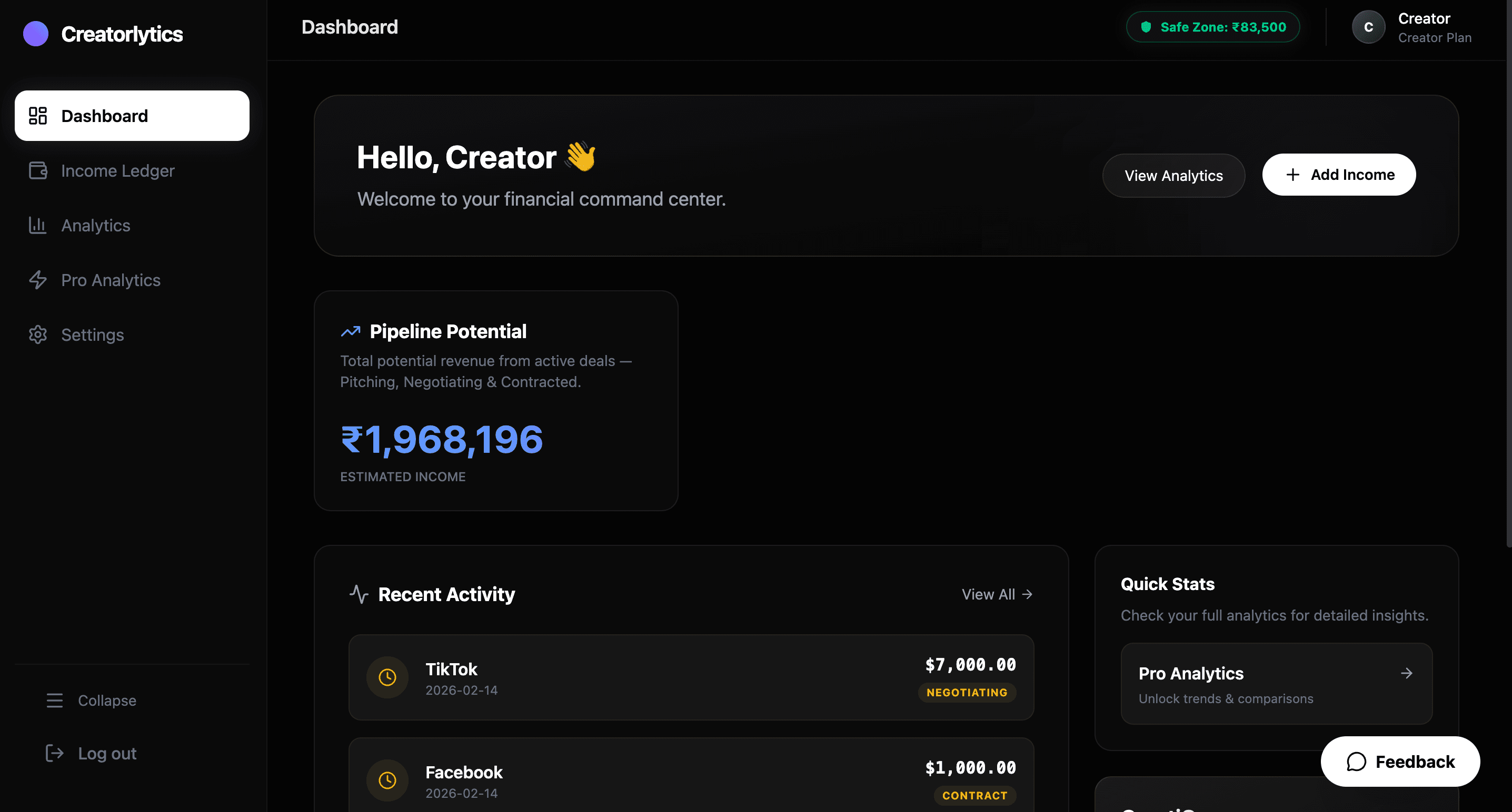 Creatorlytics screenshot 1