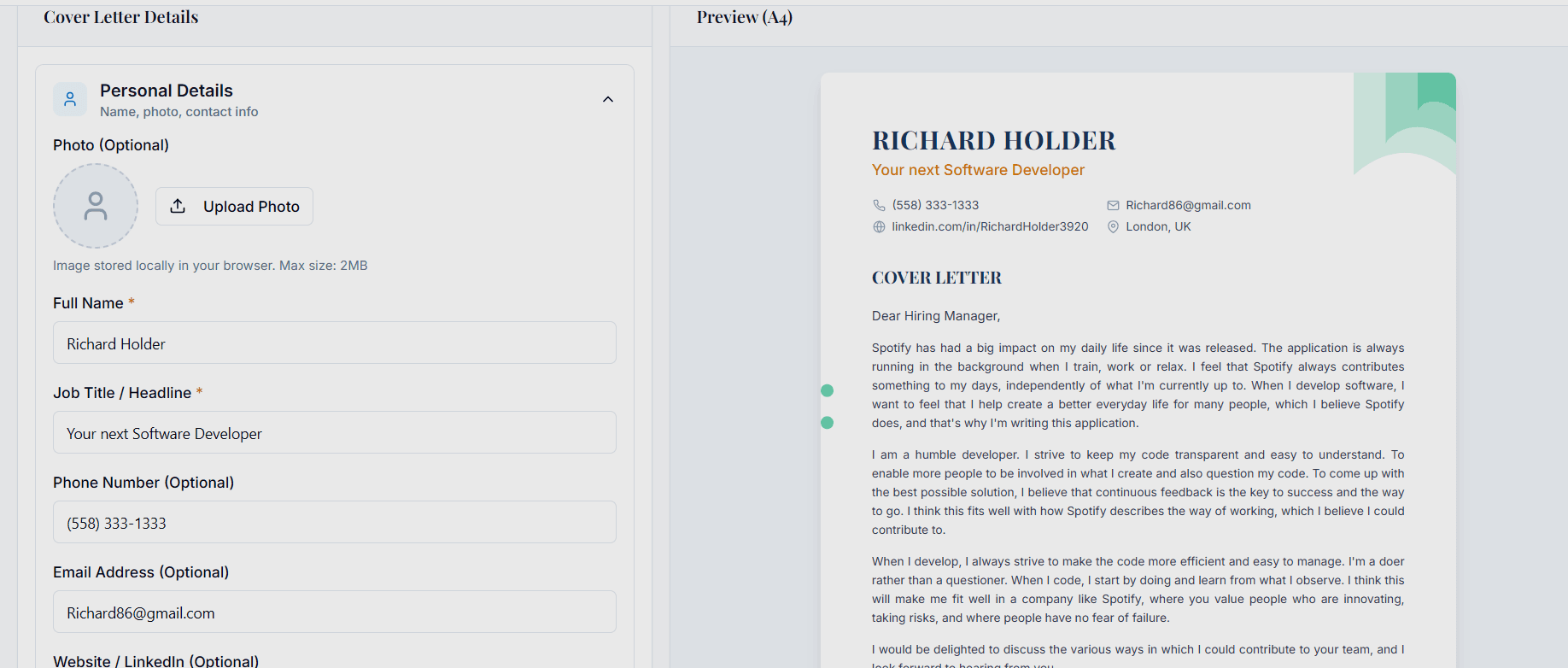 Job CV Maker screenshot 2